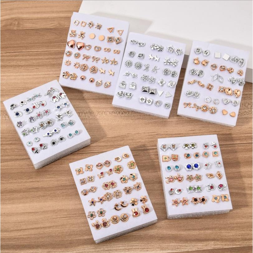 [ACKER] 36Pair &amp; 18Pair Set Anting Berlian Mutiara Untuk Wanita