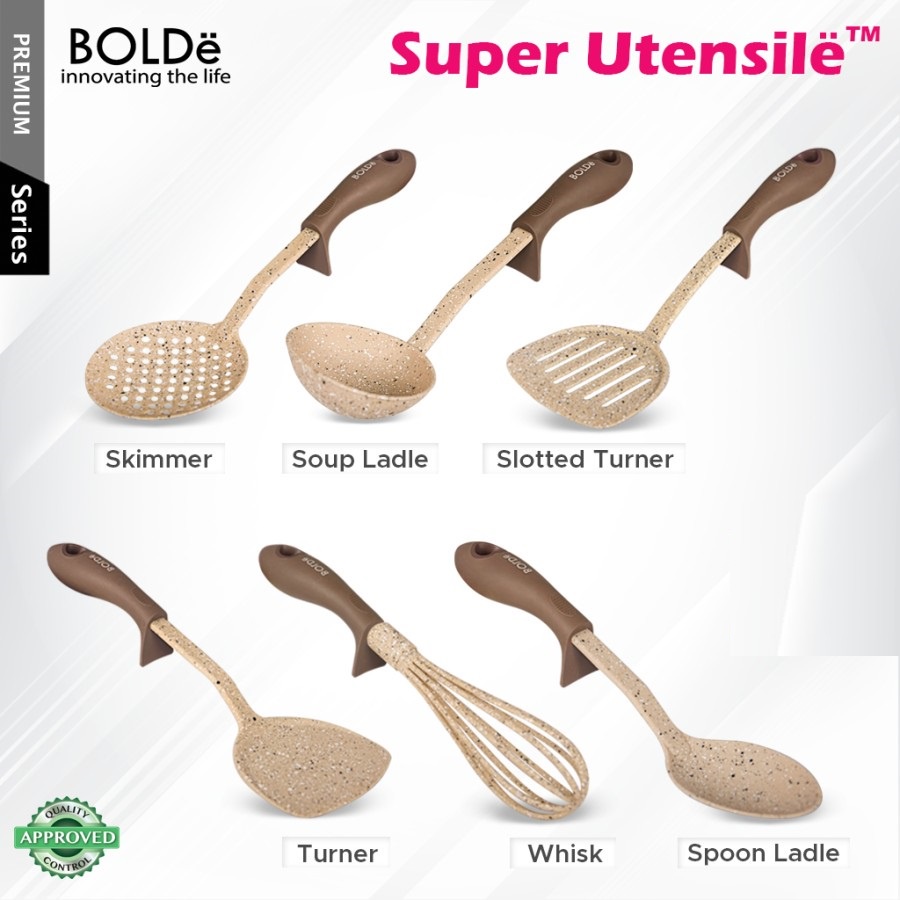 BOLDE Super Utensile / Utensil Slotted Spoon / Utensil Slotted Turner Sendok Masak Spatula dengan Lubang / Skimmer Spatula Saringan