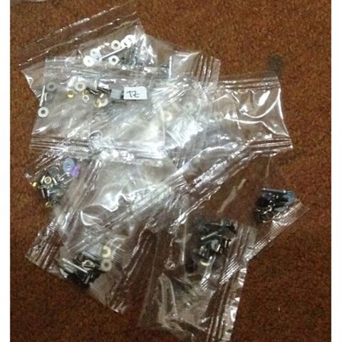serpihan dari part box tamiya (baut, mur, ring, gear dinamo, dll)