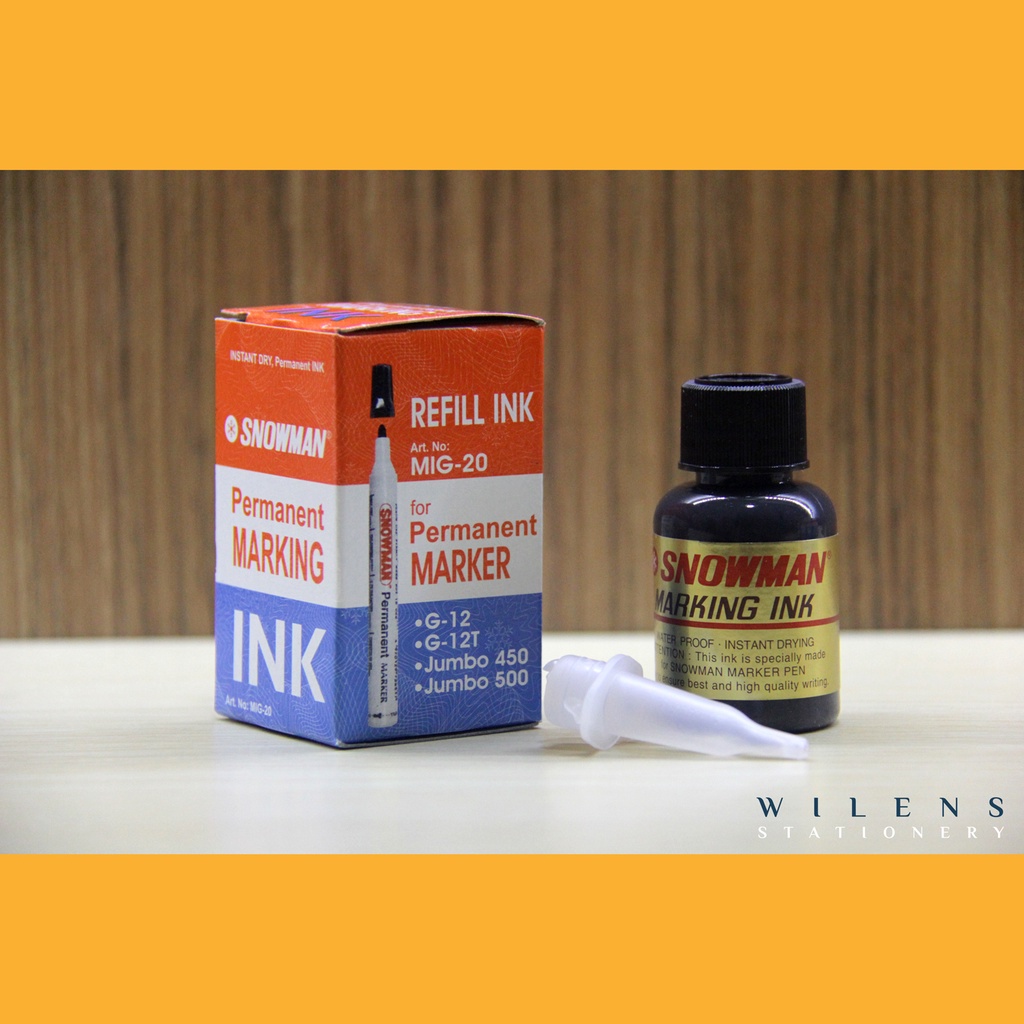 

TINTA SPIDOL PERMANEN SNOWMAN MIG-20 / PERMANENT MARKING INK / REFILL INK HITAM