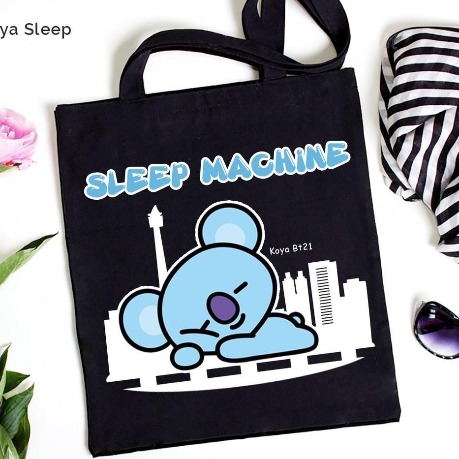 (Q5< {1KG BISA MUAT 10PCS} D003 TOTE BAG WANITA RESLETING TOTE KPOP KARAKTER KANVAS MOTIF BT21- CUAN