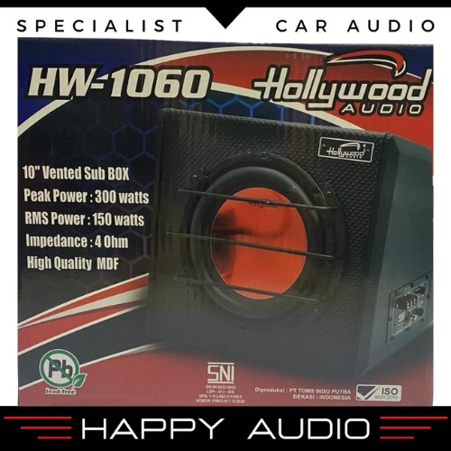 Subwoofer BassBox Aktif Hollywood HW-1060 10 Inch Speaker Audio Mobil 100% ORIGINAL Termurah