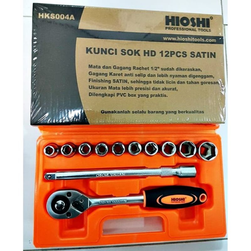 KUNCI SOCK HD 12 PCS SATIN HIOSHI TOOL SET