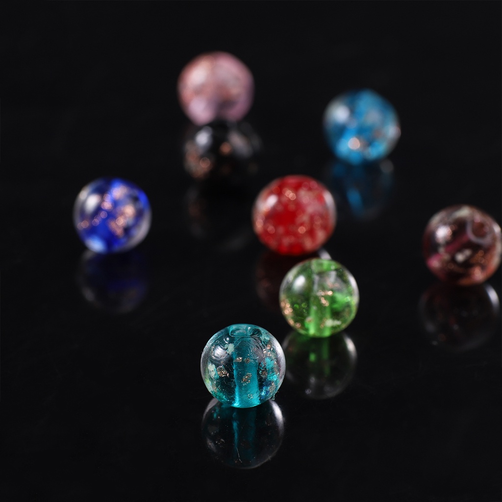 Multicolor 10 Pcs 10 Mm Bercahaya Bulat Lampwork Manik-manik Kaca untuk Membuat Perhiasan Gelang Buatan Tangan DIY Perhiasan Temuan Lubang 2 Mm