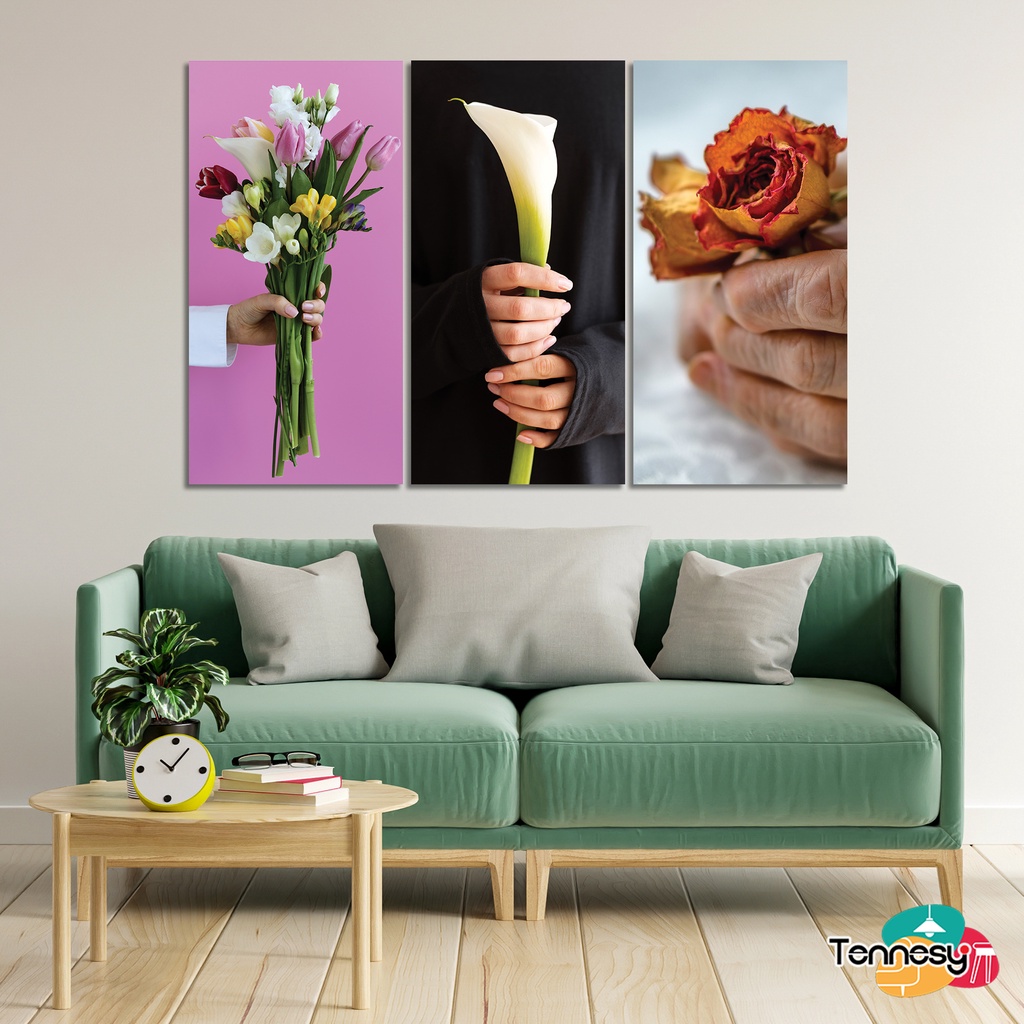 TENNESY HIASAN DINDING FLOWER BOUQUET BUNGA 15x30CM WALL DECOR PAJANGAN KAYU POSTER DEKORASI DINDING KAMAR RUMAH