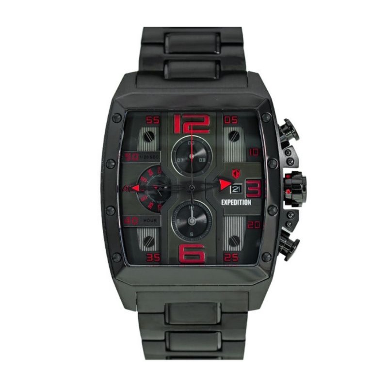 Jam Tangan Pria Expedition E 6636 M Full Black Red Original 55x42mm zopskl