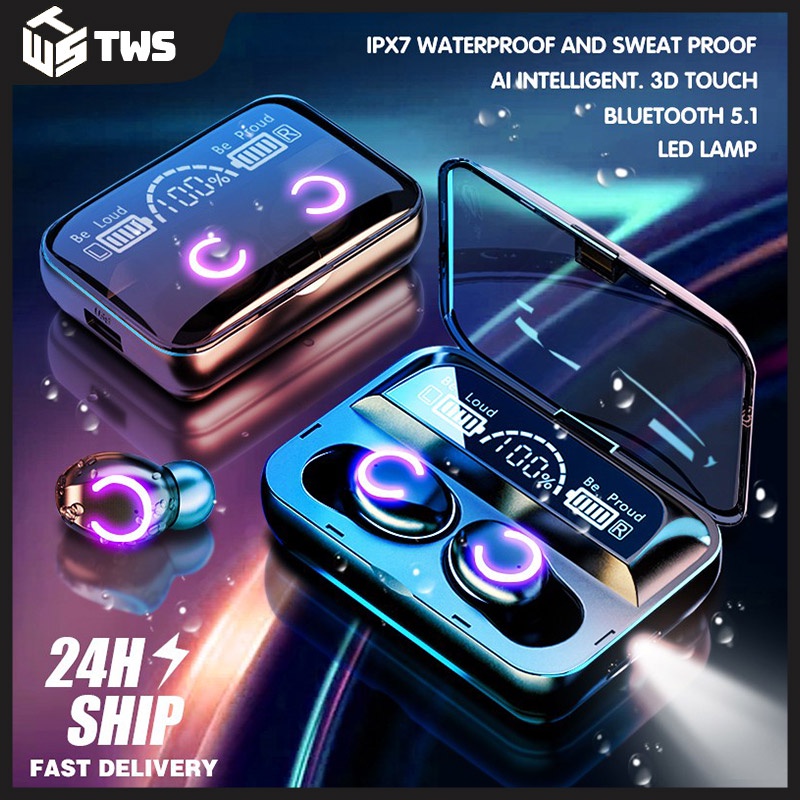 （COD）TWS Headset Bluetooth 5.0 Dengan Mic HIFI Stereo 9D Wireless Earphone With 3000 mAh Powerbank