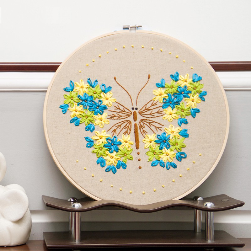DIY embroidery kit sulam pita green butterfly
