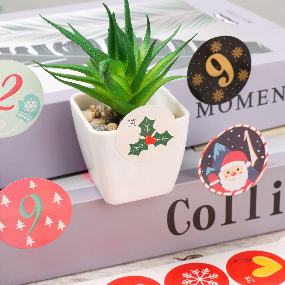 Nanas 5lembar Kertas Kado Stiker Hiasan Kue Paket Label Merry Christmas Self Adhesive Advent Nomor Kalender