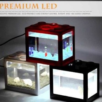 AQUARIUM MINI MODEL LEGO CUPANG SOLITER MINI LED TANK CUPANG DEKOR INTERIOR RUMAH BALKON