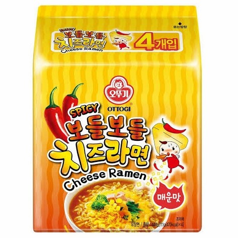 

impor-mie- ottogi spicy cheese ramen kemasan isi 4 pack @111 gr qnon halal -mie-impor.