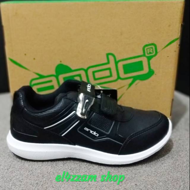 Ando Ivan Sepatu Anak Sepatu Sekolah Sepatu Magnet Warna Hitam Putih