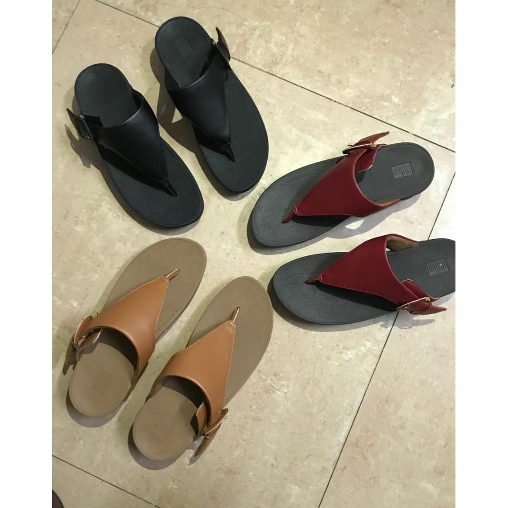 Fitflop Shiny Leather Flip and Slide Sandal Fitflop Wanita