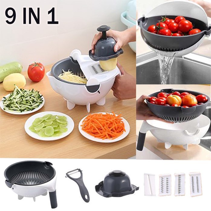 Magic Slicer 9 in 1 Parutan Set Panda Baskom Pengiris Sayuran