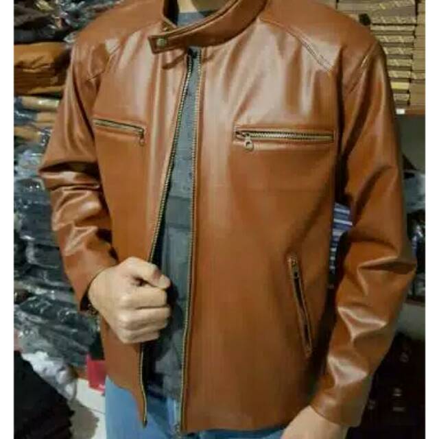 PREMIUM JAKET KULIT Casual Elegant Pria Kulit Asli Domba Kualitas Super SlimFit Hitam Coklat Maroon