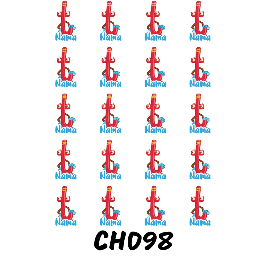 

Sticker Nama Cutting Label Waterproof Tahan Air Huruf 98 (CH098)