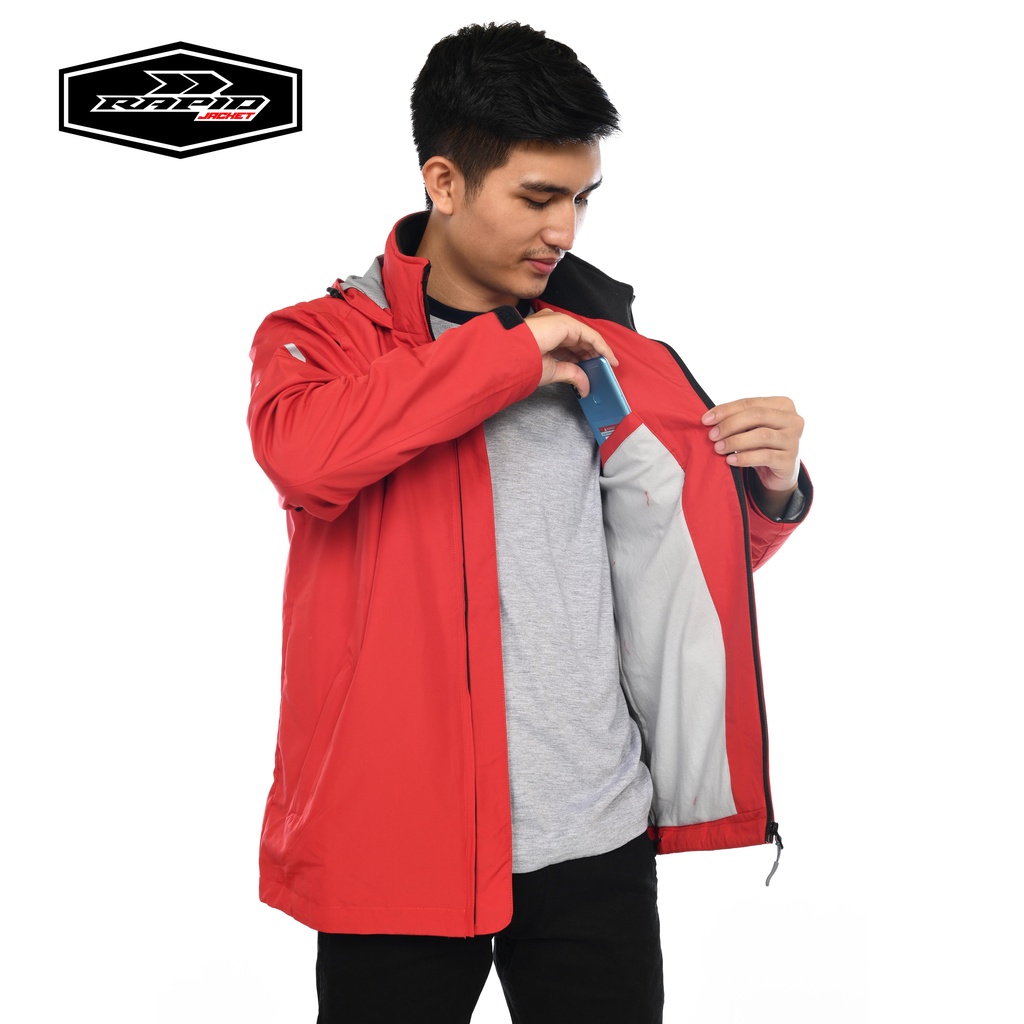 Jaket motor hoodie  RAPID NEOSKYLINE pria parasit premium jacket reflektif