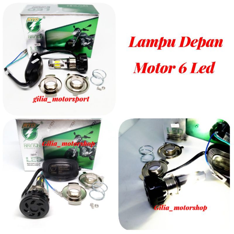 Lampu Depan Motor 6 LED &amp; 3 LED Mata RTD LED 6 sisi RTD Nyala Putih LED Depan Motor