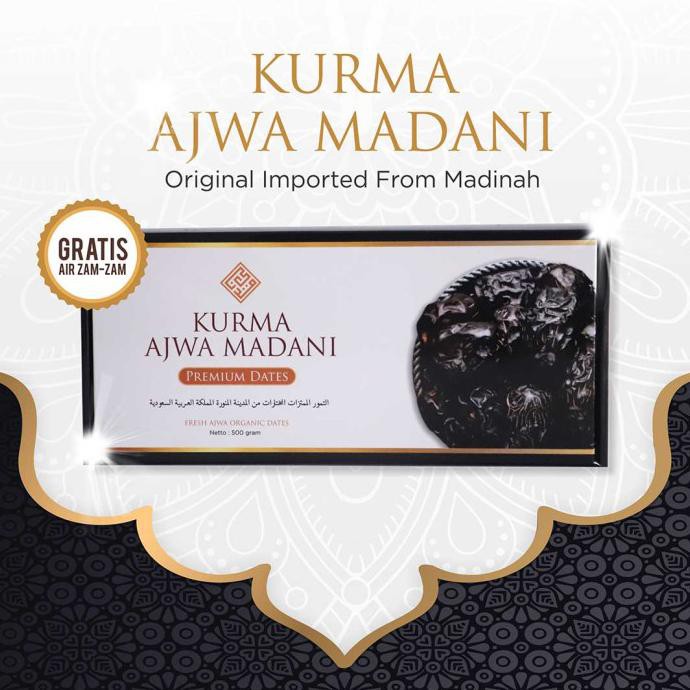 

(Cod) Kurma Ajwa Premium Original Asli Madinah Kurma Muda Korma Ajwah - 500 Gram Arkanamarketht