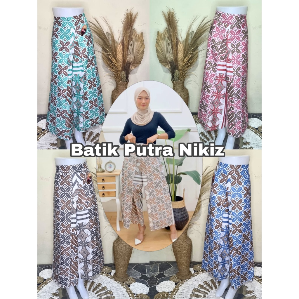 (COD) Setelan Outer Kulot Layer Batik Lengan Panjang Wanita Kekinian New Arrival