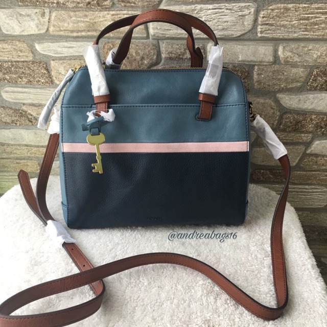 Tas fossil rachelle rachel satchel blue multi original bag