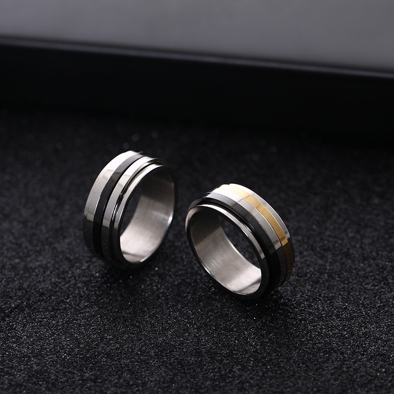 Cincin Baja Titanium Rotatable Fashion Eropa Amerika Unik High-End Trendi Tidak Luntur Anti Karat