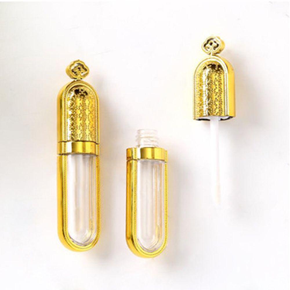 [Elegan] Tabung Lip Gloss Transparan DIY Botol Isi Ulang Plastik Gold Crown Lip Balm Bottle