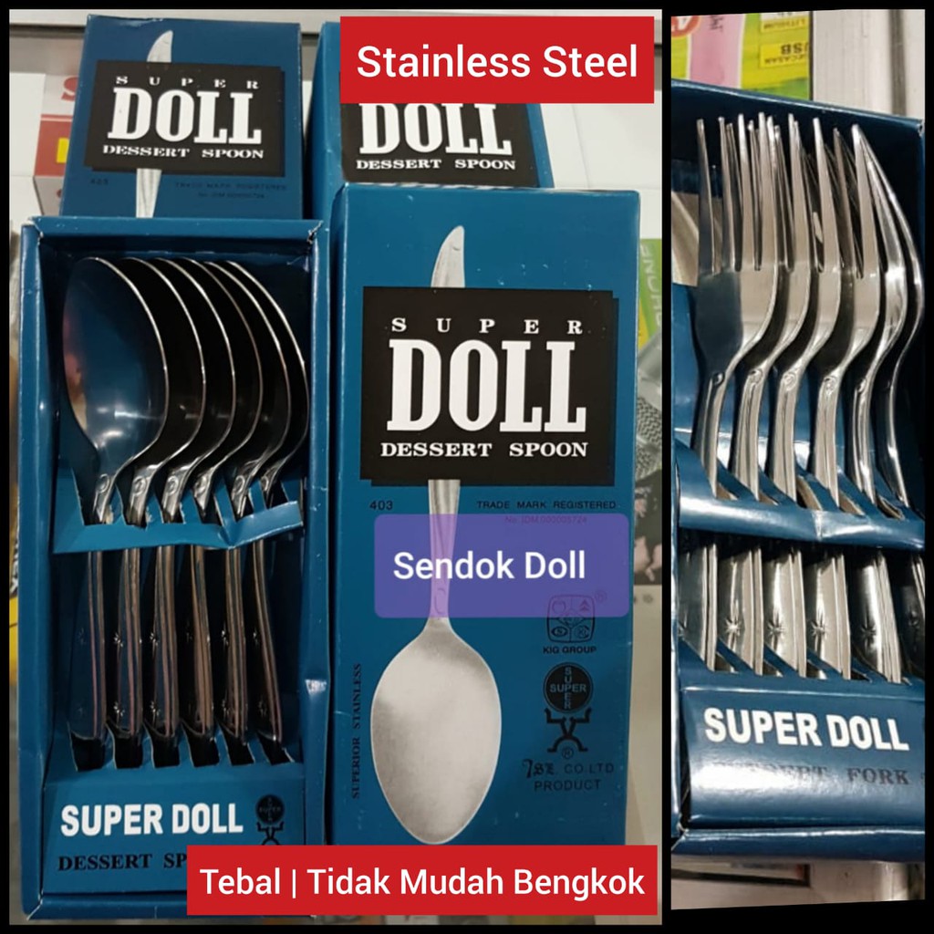 Sendok Garpu Makan Superdoll / Super Doll Dinner Spoon Fork ISI 6 Pcs