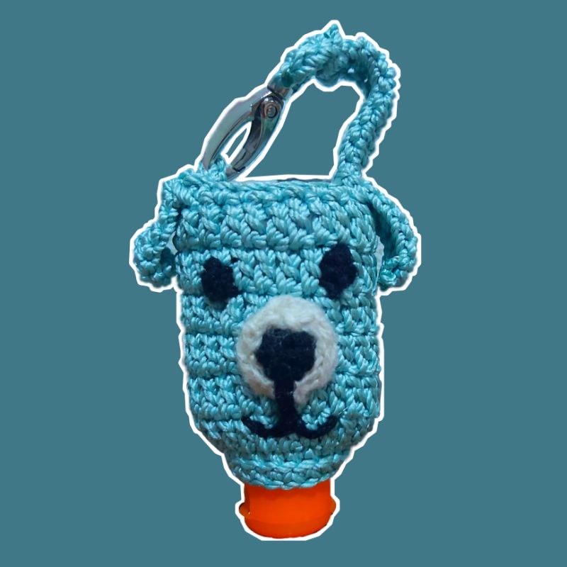 gantungan handsanitizer rajut karakter