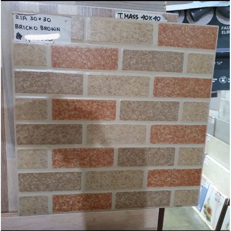 keramik 30x30 dinding lantai kasar motif bata kia bricko brown