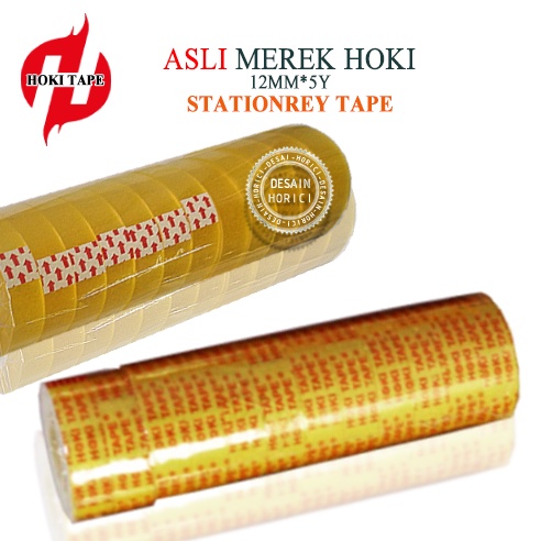 MEREK HOKI ASLI FULL MURAH 12 Pcs Stationery Tape 12mmx5Y / 12mm x15Y / 12mmx30Y / 12mmx40Y Dan Selotip / Isolasi /Solatip