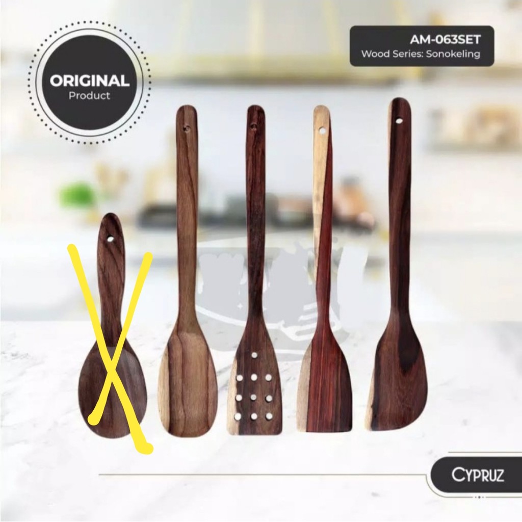 KY12 - SET ISI 4 PCS Sutil Sendok Spatula Sodet KAYU SONOKELING Langsung Dari Pengrajin