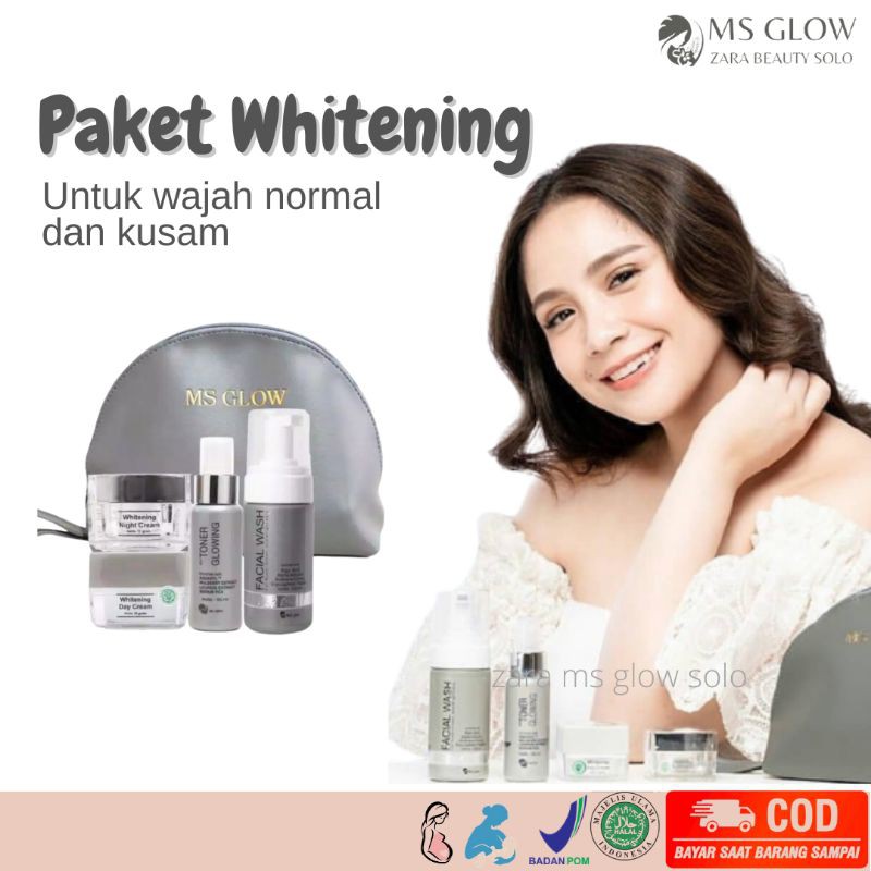 Ms Glow Paket Whitening skincare perawatan kecantikan wajah kusam glowing BPOM