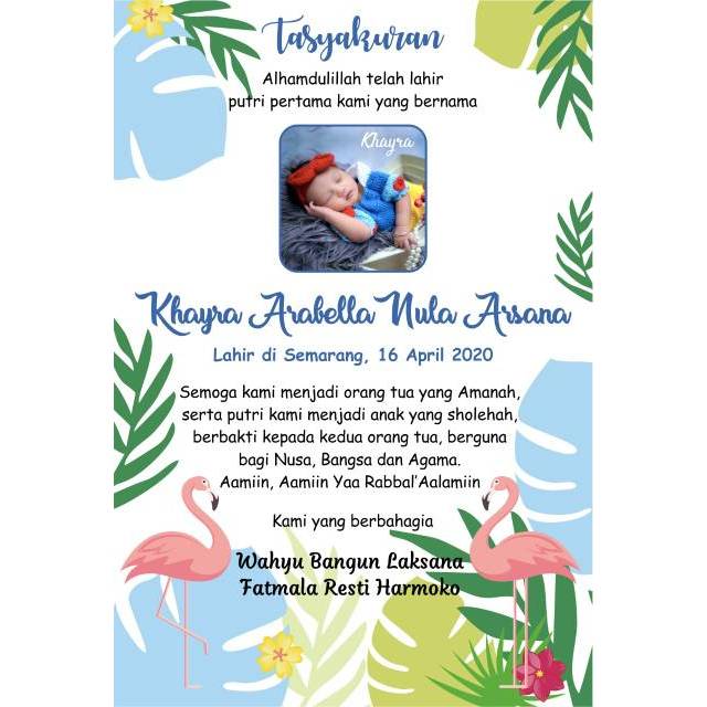 Kartu Undangan Tasyakuran Aqiqah Ukuran A4 21x29 Cm Shopee Indonesia