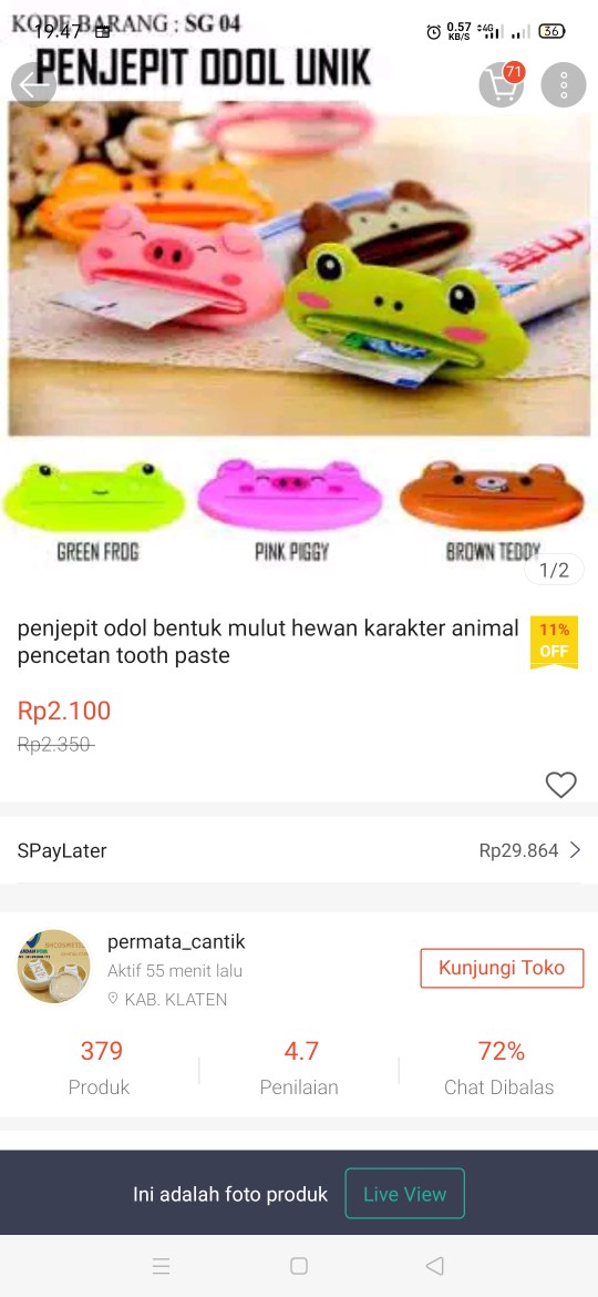 Penjepit Odol Bentuk Mulut Hewan Karakter Animal Pencetan Tooth Paste