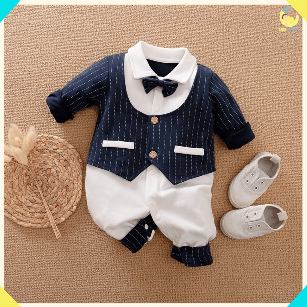 [COD] baju bayi premium elit import korea motif TUXEDO ELEGANT NAVY / jumper keren anak laki-laki premium BA-245/Babylovanta