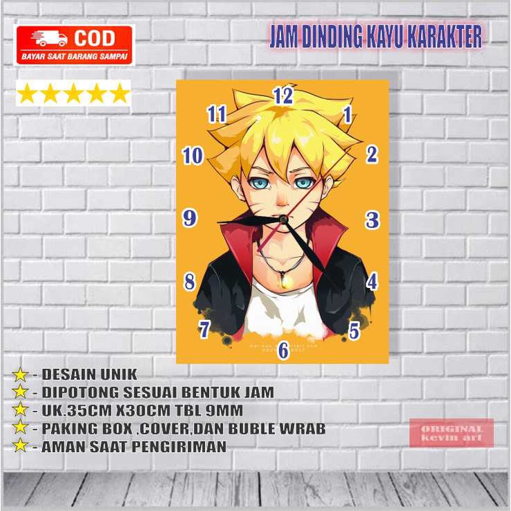 JAM DINDING KARAKTER BORUTO ANIMASI GAMBAR UNIK DEKORASI ULANG TAHUN ANAK LAKI LAKI HIASAN DINDINH K