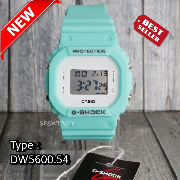 terbaru   G Shock DW-5600 Kotak Full digital Hijau Tosca Jam tangan digital sporty pria & anak anak