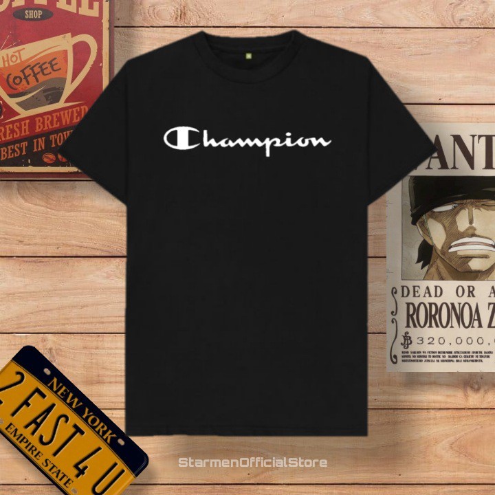 Kaos Distro Unisex CHAMPION Katun Combed 30s / sablon polyflex /polyflex premium / Pakaian Pria Wanita Atasan Cowok Cewek /kaos kekinian / kaos viral / tshirt tumbrl tee basic /SIZE M , L , XL , XXL / kaus oblong oversize kaos murah best seller ready