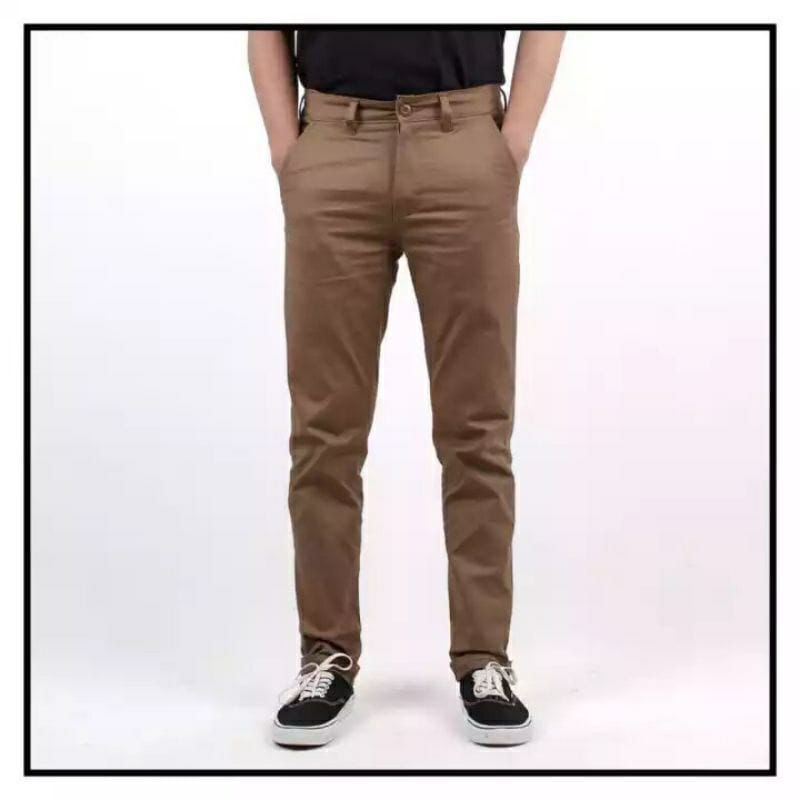 Celana Panjang Slimfit Chino/Cino/Chinos Pria/Cowok Pensil - Krem(Cream)/Abu(Grey)/Hitam(Black)