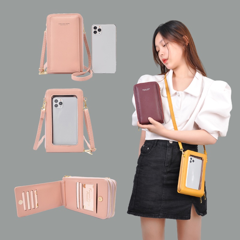 Tas Hp Wanita Tas Selempang Touchscreen Serbaguna Model Import Korea Murah Mewah Kekinian Banyak Tempat Kartu