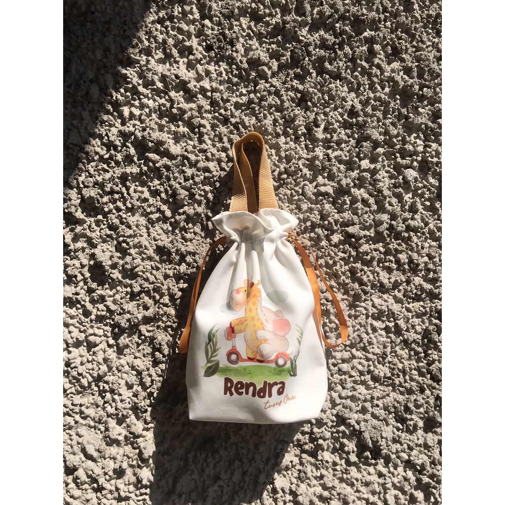 Pouch serut kanvas rumbai +jinjing custom fullcolor print (Minimal order 10 pcs)