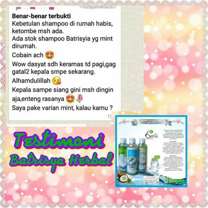 SHAMPO ANTI KETOMBE AMPUH/PENGHILANG KETOMBE AMPUH/ SHAMPO KETOMBE/SHAMPO MINT BATRISYIA HERBAL