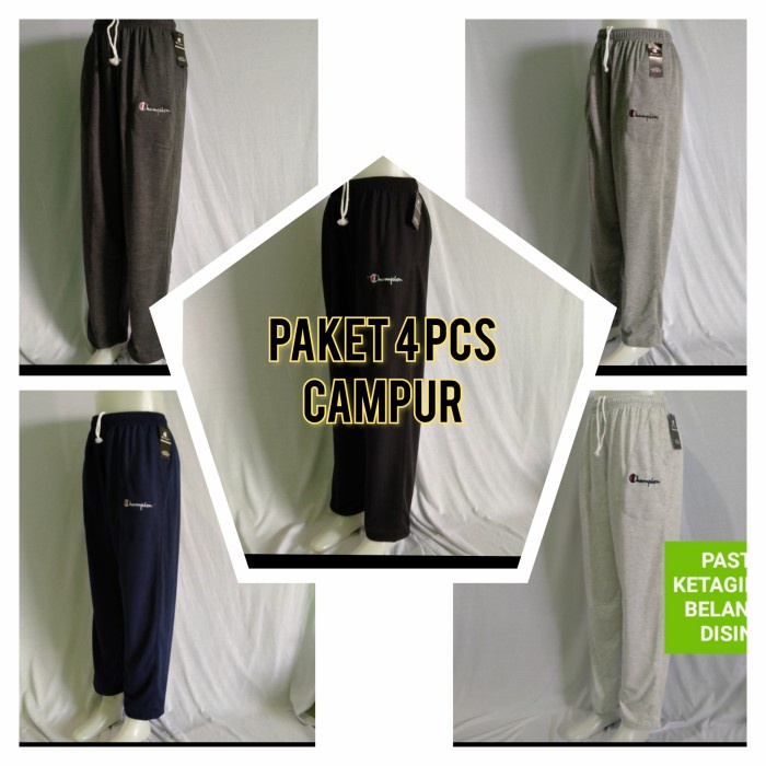 PAKET 4 PCS / celana training panjang jumbo pria / wanita bahan kaos - PAKET 4 PCS(J9O8) Celana Jean