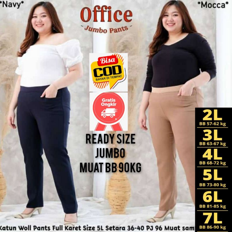 Celana Kantor Wanita Jumbo Celana Kerja Jumbo Pinggang Higt Waist Muat Sampai BB 90Kg