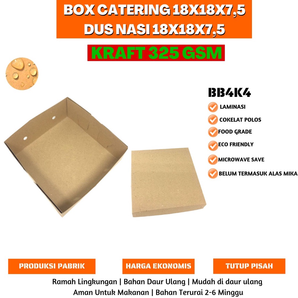 Box Nasi Kotak Dus 18x18 Dus Nasi Kotak (BB4K4-Laminasi)