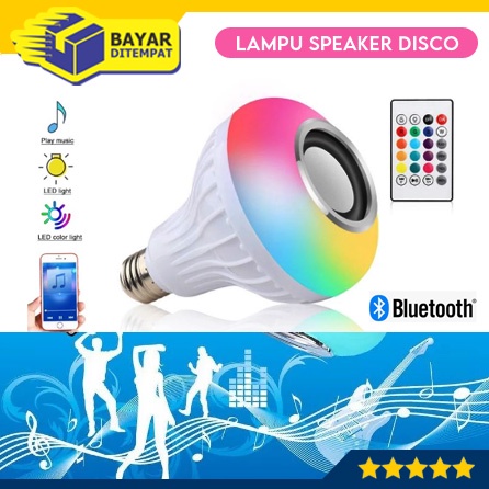 Speaker Bluetooth Wireless Lampu Disco LED Music Plus Remote