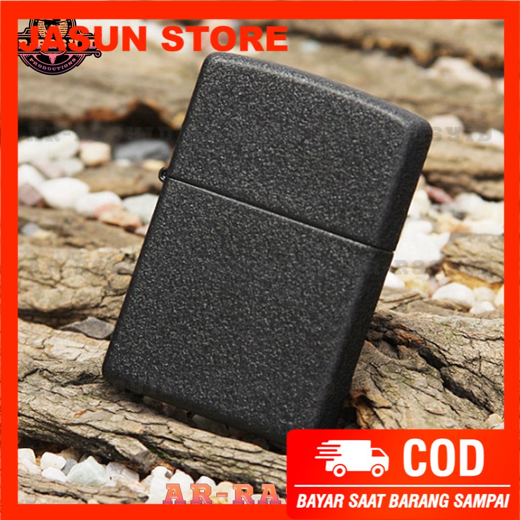 BISA COD! Korek Api Minyak Zippo Black Cracked Hitam Kasar Polos 236