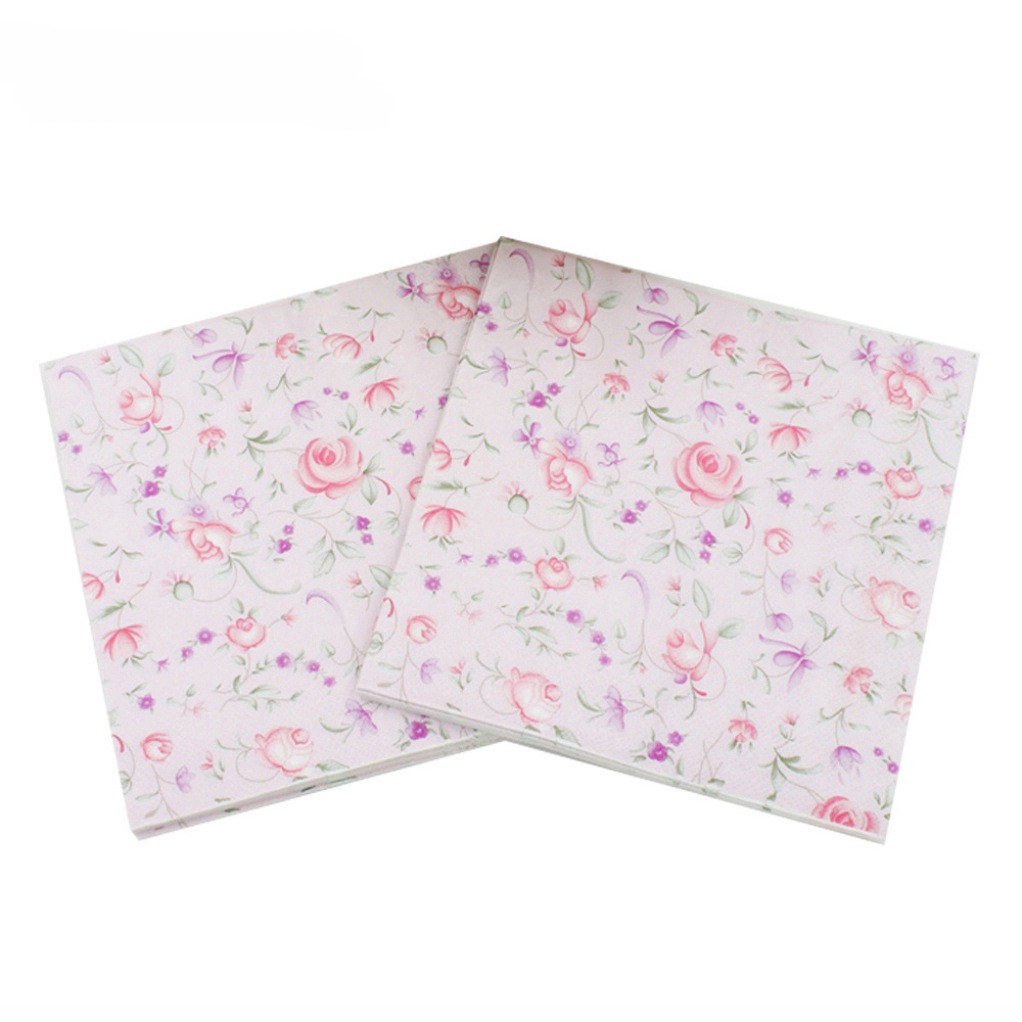 [26Gaya] Serbet Kertas Motif Bunga Pink Tissue Napkin Dekorasi Serviettes 20pcs/pack