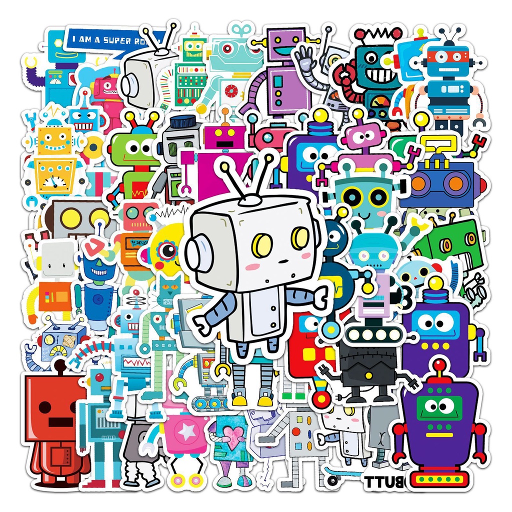 Zhang robot grafiti stiker kartun pribadi anak-anak lucu stiker DIY tangan akun bagasi skuter stiker